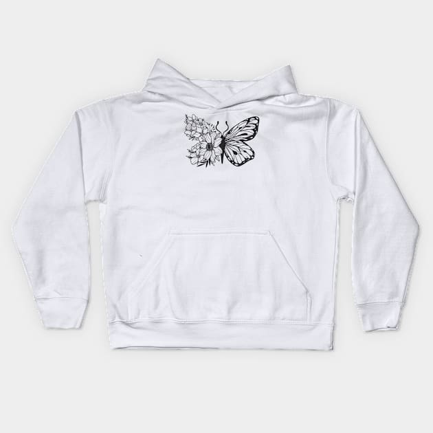 Floral Butterfly Kids Hoodie by P7 illustrations 